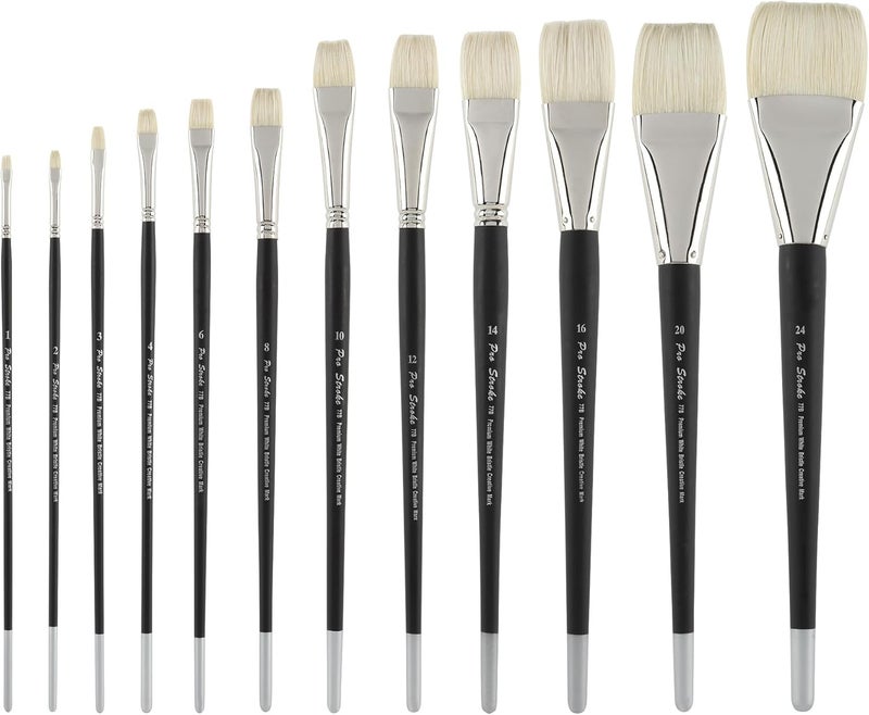 Creative Mark Pro Stroke Premium White Chungking Hog Bristle Artist Paint Brush - Bright # 14 - Natural Bristle Brush w/Great Control Suitable for Oils, Watercolors, Acrylics, Alkyds, Caseins - Image 4